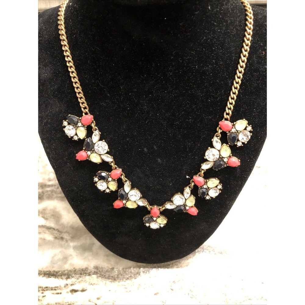 J. Crew Multi Colored Rhinestone Statement Neckla… - image 2